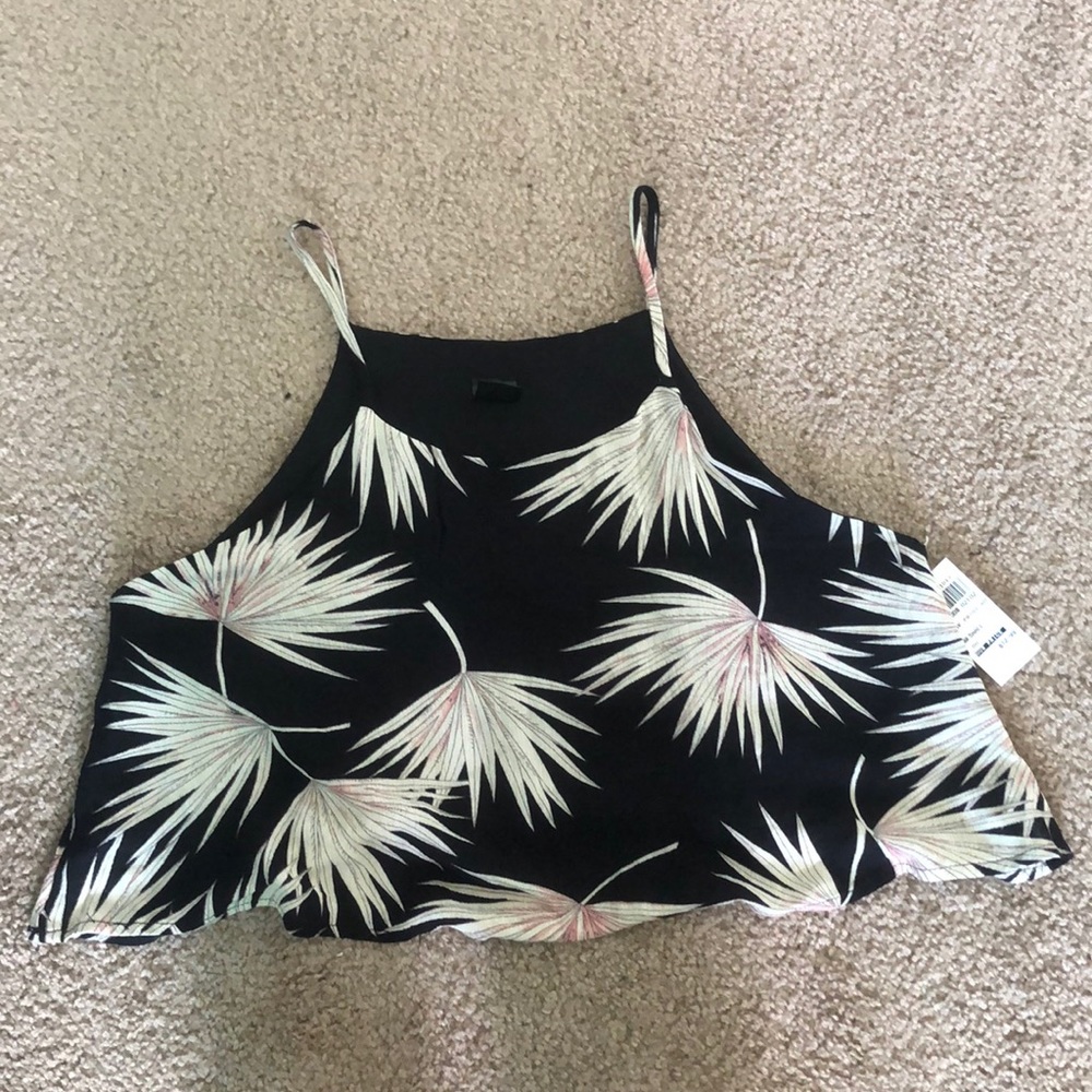 Black, pink, & tan tank top crop top blouse